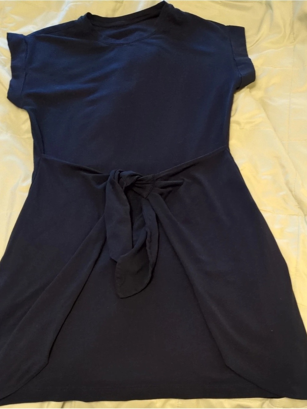LOFT Navy Short-Sleeve Tie-Front Mini Dress